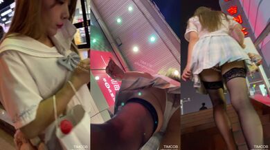 大神一路跟踪抄底透明内裤的黑丝小姐姐好像被发现了